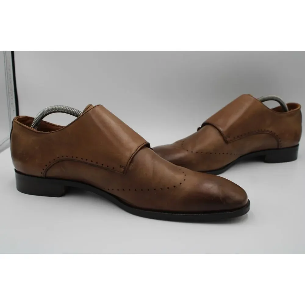 Size 9.5 - Matteo Massimo 8279 Genuine Leather Monk Strap Dress Shoes Italy